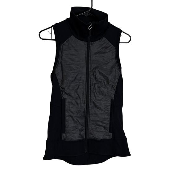 ALO Yoga Lakeside Vest Womens Medium Black Full Zip Outdoors Stretch Run Jog - Picture 1 of 5